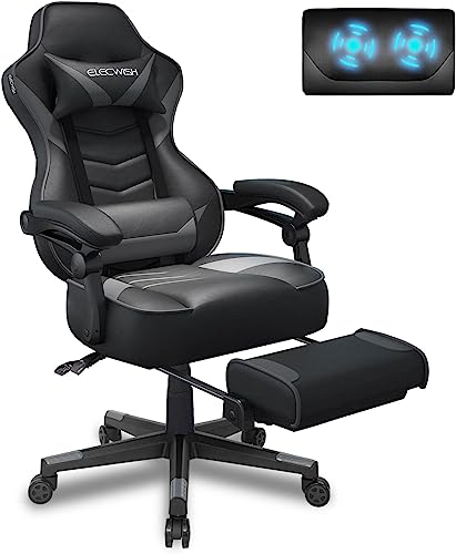 Fullwatt Racing Gaming Chair for adults with Footrest and Massage Lumbar Pillow, Swivel Height Adjustable Reclining PU Leather Video Game Chair,