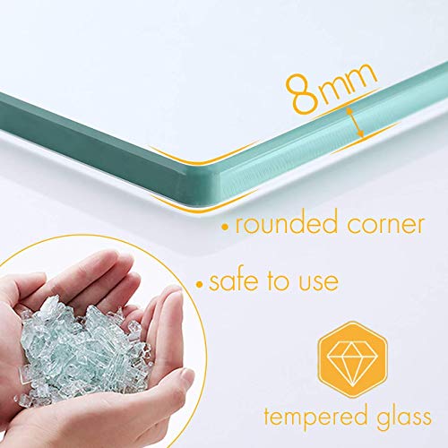 KES Glass Shelf 35CM Bathroom Shelf Wall Mounted 8MM Extra Thick Shower Tempered Glass Rectangular Polished Chrome Bracket, BGS3200S35