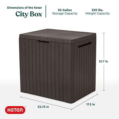Keter City Brown Resin Deck Box Patio Furniture Pool Accessories and Outdoor Toy Storage