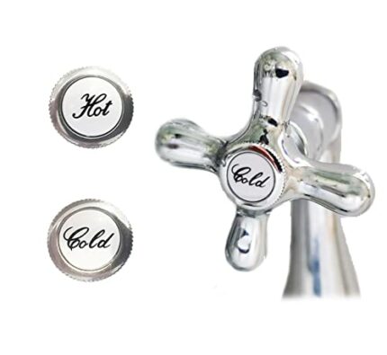 Replacement Hot and Cold Victorian Style Cross Head Tap Screw in Metal Chrome Plastic Silver Traditional Classic Indices Conversion Kit for Bathr