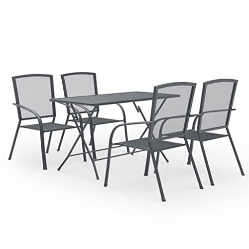 DLOETT 3pcs/5pcs/7pcs Garden Dining Set Steel Anthracite Outdoor Furniture Set Deaks and Chairs (Color : 7pcs, Size : Talla �nica)