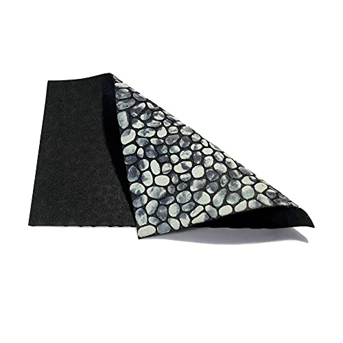 Nicoman Pebble Stone Pattern Barrier Doormat Eco-Friendly Scrape and Absorbent Indoor/Outdoor Door Mat, Rectangular (60x40cm), Pebbles Grey