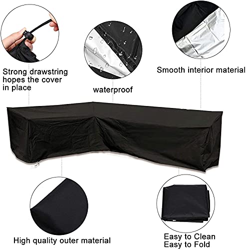 Corner Sofa Cover COOSOO Outdoor Garden Furniture Cover Waterproof Durable 210D Oxford V/L Shaped Sectional Couch Rattan Corner Sofa Table Chair