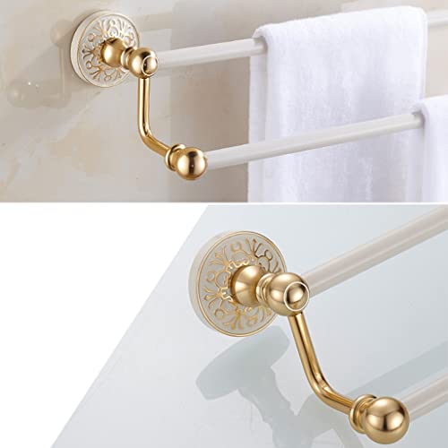 HIGOH Towel Racks, Towel Rail for Bathroom,Double-Bar Hand Towel Holder, and Hand Towel Holder,Towel Bar,Space Aluminum European Bathroom Hardwar