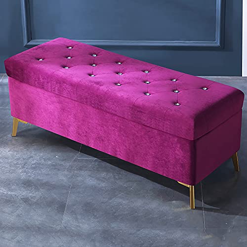 Luxurious Crystal Button Storage Bench,Velvet Upholstered End of Bed Bench,Modern Decoration Furniture Living Room Footrest Entryway Shoe Bench-D