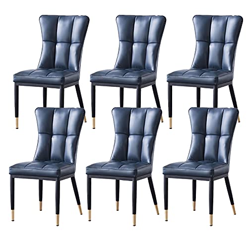 Kitchen Dining Room Furniture Chairs Dining Chairs Set Of 6 Matte PU Leather Upholstered Kitchen Side Chairs Mid Century Modern Metal Leg Living