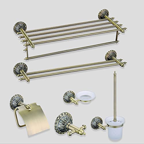 SMLJLQ Antique bathroom rack kit, towel rack rack, toilet paper towel rack, toilet brush