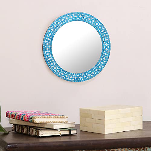 NOVICA Turquoise Blossom' Glass Mosaic Wall Mirror