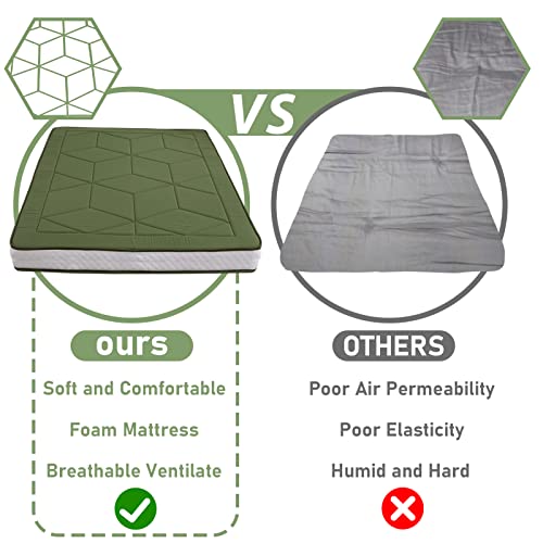 MAXYOYO Futon Mattress Thicken Floor Mattress, Floor Mattress for Adults, Roll Up Sleeping Bed Camping Mattress, Stereoscopic Geometric Patterned