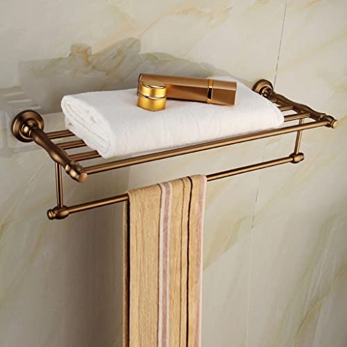 HIGOH Towel Racks,Bathroom Towel Rack Wall Mounted Towel Holder,European Style Antique Towel Rack,Space Aluminum Retro Copper Bathroom Rack,Bathr