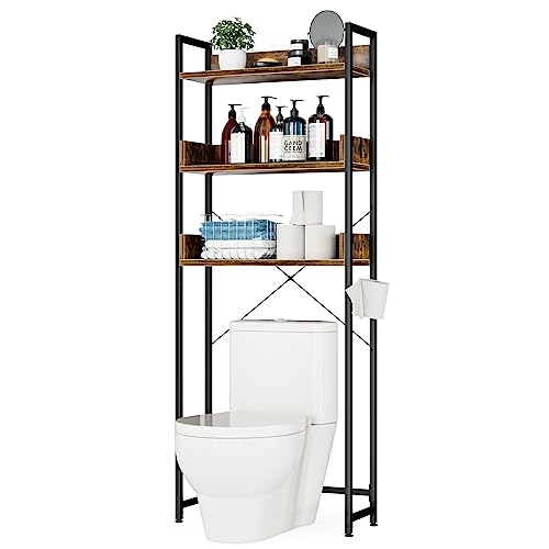 OTK Over-The-Toilet Storage, 3 Tier Bathroom Organizer Shelf, Freestanding Space Saver with Toilet Paper Holder, Multifunctional Over The Toilet