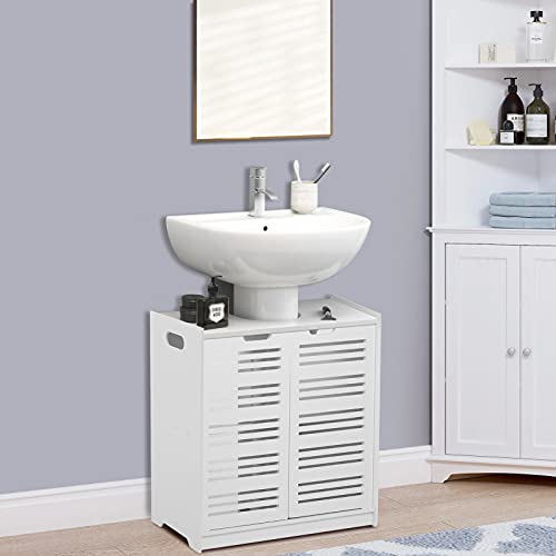 Ejoyous Vanity Cabinet With Two Doors White Vanity Cabinet, Modern Bathroom Vanity Cabinet With Two Doors Ideal for Families Hotels