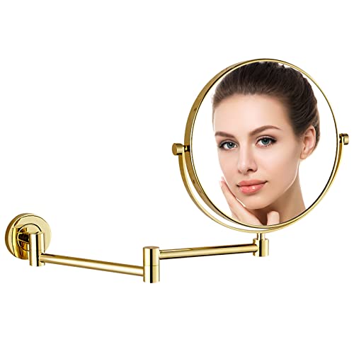 DOWRY Bathroom Extendable Mirror - 10x Wall Mounted Magnifying Mirror - Black Wall Mounted Makeup Mirror - Shaving Mirror Wall Mounted - 360 ° Ro