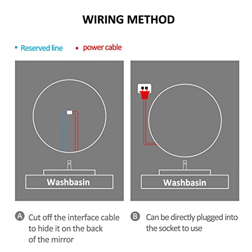 SkiPdr Bathroom round Led Dimmable Toilet Bathroom Mirror with Lamp, Household Makeup Wallmounted Defogging Mirror (60/70Cm), a Warm Light,