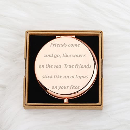 Friendship Makeup Mirror Ture Friend Stick Like An Octopus On Your Face Funny Friendship Gift Octopus Lover Gift (Octopus On Your Face Mirror)