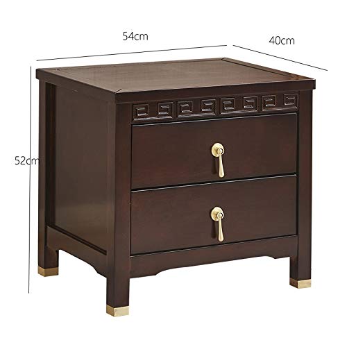 LUKEO Solid Wood Bedside Table Simple Bedroom Locker, Solid Wood Double Drawer Design Bedside Table