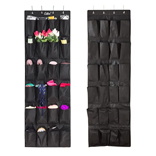 Colleer Shoe Organizer Over the Door 24 -Pocket Hanging Shoe Rack Door Shelf Hanger Holder Storage Bag (Black)