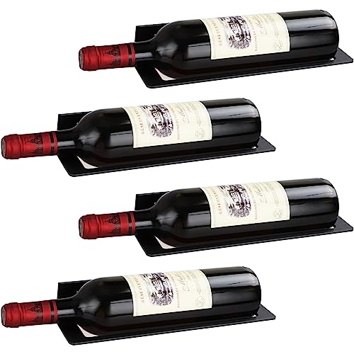 JMIATRY 4 Pack Wall Mounted Wine Rack, Black Wall Red Wine Rack with Screws, Aluminum Alloy Wine Holder Wall Mounted for Kitchen, Dining Room and