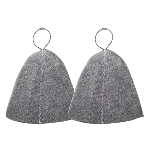 Original Wool Sauna Hat for Women and Men 2 Pack 100% Natural Felt Sauna Accessories (Grey)