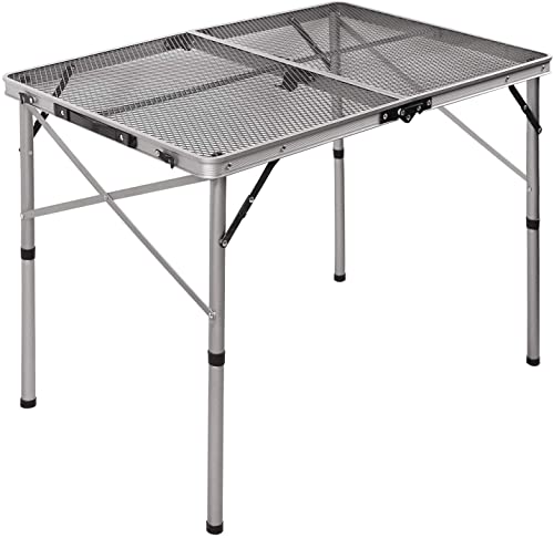 REDCAMP Folding Portable Grill Table for Camping, Lightweight Aluminum Metal Grill Stand Table for Cooking Outdoor BBQ, Easy to Assemble with Adj
