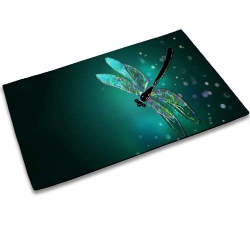 TUBAMQ Black Green Marble Door Mat,Welcome Doormat 17 x 30 Inch Decorative Home Floor Mat, Non Slip Rubber Back and Strong Water Absorption for O