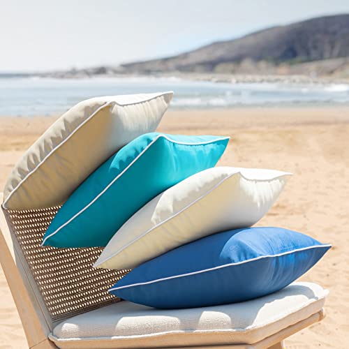 Phantoscope Pack of 2 Outdoor Waterproof Throw Pillow Covers Decorative Square Outdoor Pillows Cushion Case Patio Pillows for Couch Tent Sunbrell