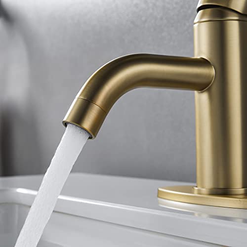 NewEast Gold Basin Taps Mono Single Lever Bathroom Sink Mixer Tap with Pop Up Waste