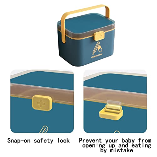 UNYLE Small Home Medicine Storage Box, Folding 2 Tier First Aid Box, Portable Medicine Container Box for Home, School, Office Medicine Storage Co