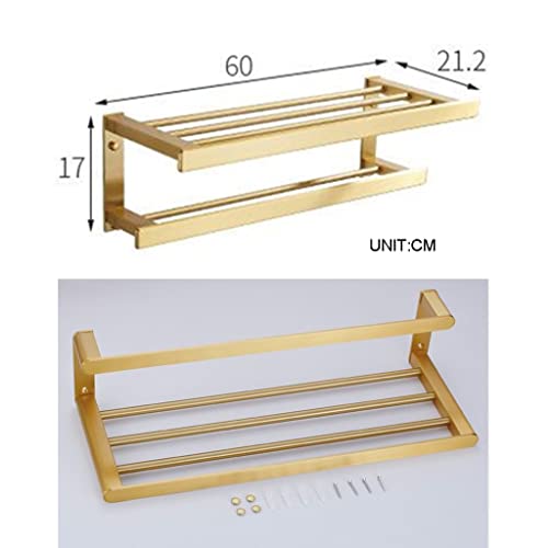 HIGOH Towel Racks,Bathroom Towel Rack Wall Mounted Towel Holder,Bath Hardware,Brushed Aluminum Towel Rack Towel Bar Corner Shelf,Nail Punched