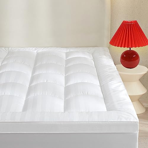 MIROUT Queen Cooling Mattress Topper, Extra Thick Plush Mattress Pad Cover with 8-21 inch Deep Pocket, 3D Snow Down Alternative Fill Pillow Top