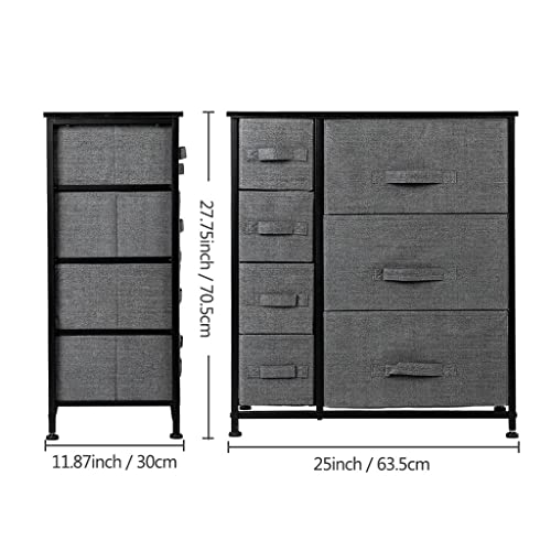 FGHOEV Fabric Drawer Organizer 7 Dressers Chest of Drawers Grey Bedroom Set Foldable Closet Organizer for Clothes Underwear Furniture