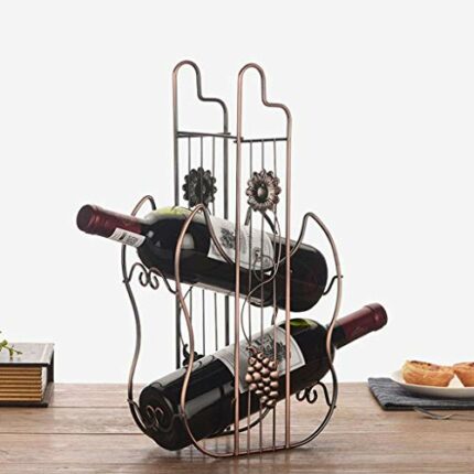 Yalych Metal Wine Rack 2-Bottles Countertop Countertop Cabinet Wine Holder Storage,Sleek and Chic Looking. Decorative wine rack