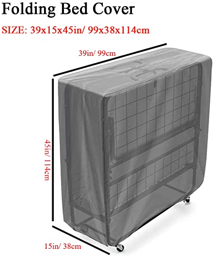 Skyour Folding Bed Cover for Indoor Outdoor Adjustable Heavy Duty Weatherproof Dustproof Protector Multifunctional Visitor Guest Folding Beds Sto