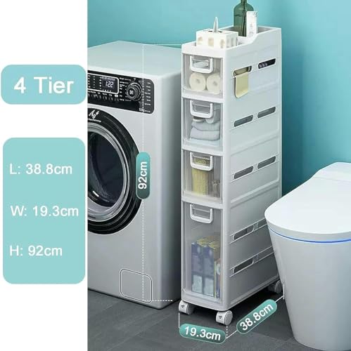 Shykey Small Bathroom Floor Cabinet Organizer, Large Capacity Side Toilet Cabinet, Slim Bathroom Storage Cabinet Free Standing Toilet Paper Holde