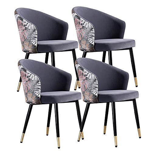 Kitchen Dining Room Furniture Chairs Retro Dining Chair Set Of 4 Modern Kitchen Dining Room Chairs with Metal Legs Velvet Seat and Embroidery Bac