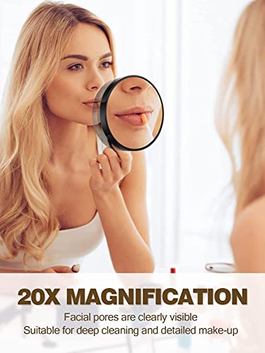 JAMTECH 20X Magnifying Mirror - Light Weight Mirror with Two Suction Cups - Portable & Durable Tool - Long Lasting & Travel Friendly