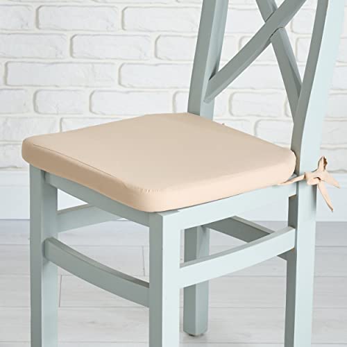 Indoor & Outdoor Chair Cushions - Water Resistant Seat Chair Pads - Best for Garden Kitchen Dining Patio Office - 1 x Seat Pad - BEIGE - 40x40x4.
