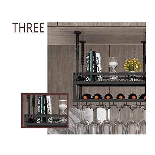 EYLINK Ceiling Storage Rack Wall Mounted Wine Glass Rack Adjustable Industrial Wine Rack Hanging Wine Glass Rack Home Bar Multifunctional Display