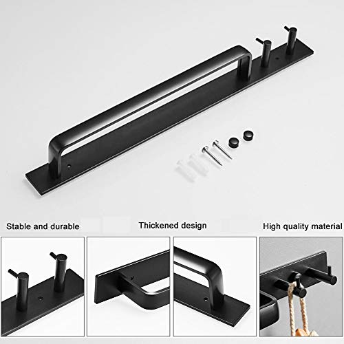 Gabriera Towel Bar with 2 Hook for Bathroom Kitchen 15.7" Towel Holder Rack Wall Mounted Aluminum