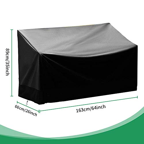 Garden Bench Cover, Waterproof 2 Seater Outdoor Bench Seat Covers Heavy Duty Windproof Patio Furniture Cover, Anti-UV Tear Resistant 210D Oxford
