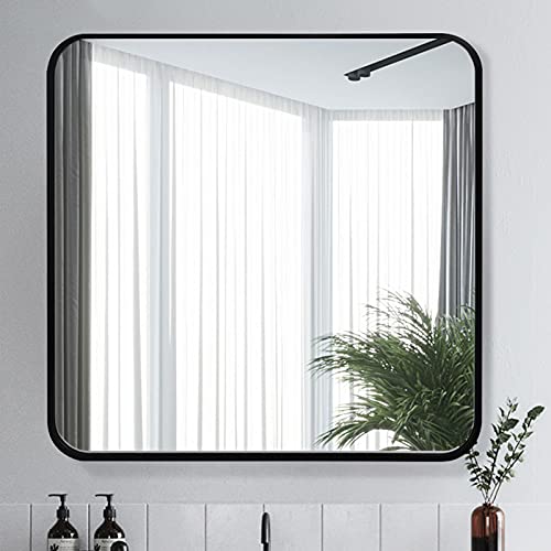 Mirror Square round Bathroom Wall Mount Waterproof Bedroom Home Porch Makeup Hanging Wall Mirror,Square Bathroom Mirror,Hd Shatterproof Padded Sh