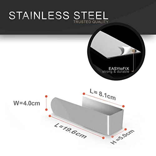Self Adhesive Hand Towel Holder Rail - SUS-304 Stainless Steel Open Hand Towel Ring to Mount on Walls or Cabinets in Bathroom, Kitchen and Living