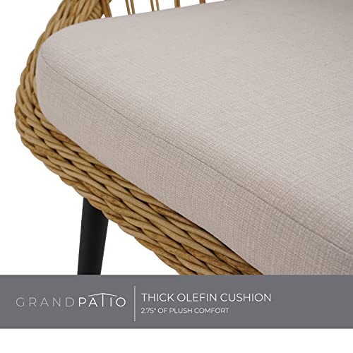 Grand patio Bistro Set 3-Piece All-Weather Wicker Steel Modern Boho Glam rattan garden furniture,Tan
