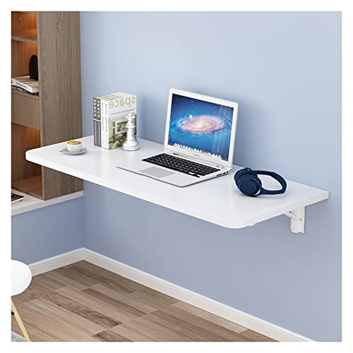 OUYOXI Wall Mounted Folding Table Wall Mounted Desk Heavy Duty Wall Mounted Floating Folding Table for Bedroom, Laundry, Balcony, Kitchen, White