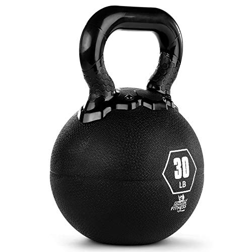 Champion Sports Rhino Kettlebell Rubber Weights, Black - Premium Strength Training Equipment - Multiple Weights