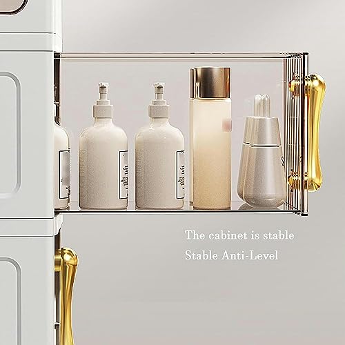 OPSREY Bathroom Floor Storage Cabinet With Transparent Drawers narrow Slender And Tall Movable Towel Storage Rack Side Independent Rolling Device