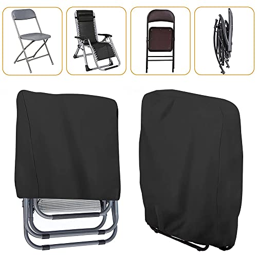 Tiardey Black Chair Cover,Outdoor Folding Chair Cover Waterproof Dustproof and UV Resistant,7.9/13x28x43inch
