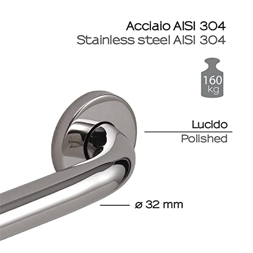 GEDY | Tokyo Bathroom Handle in Stainless Steel, Chrome Finish, Dimensions 8 x 53 x 7.5 cm and Weight 0.65 kg