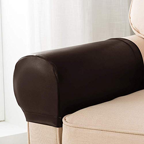 Yiran Armchair Arm Covers, 2pcs Armrest Cover Ultra Thick and Soft PU Leather Stretch Arm Cover for Recliners Sofas Chairs Elastic Waterproof Fur