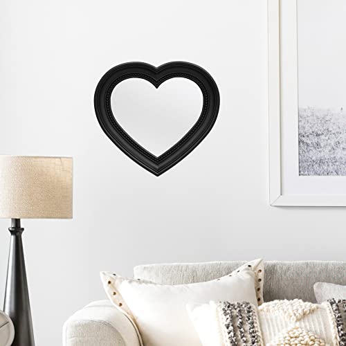 OIGUMR 13.2 x 12 inch Heart Mirror Wall Mirror Mirror Wall Decor Black Mirror